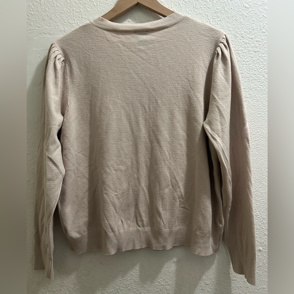 NWOT Aaeda long-sleeve vintage look cardigan sweater with floral appliques XL - Picture 6 of 9